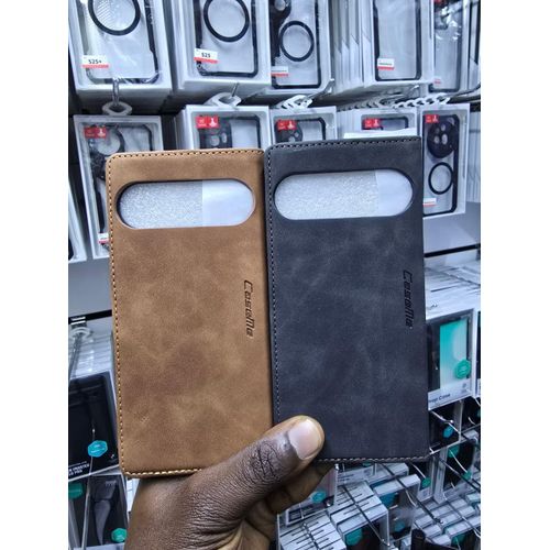 Black Premium Vintage Leather Flip Wallet Case for Google Pixel 9 Pro – Elegant PU Leather, Card Holder, Zipper Coin Pocket & Secure Magnetic Closure