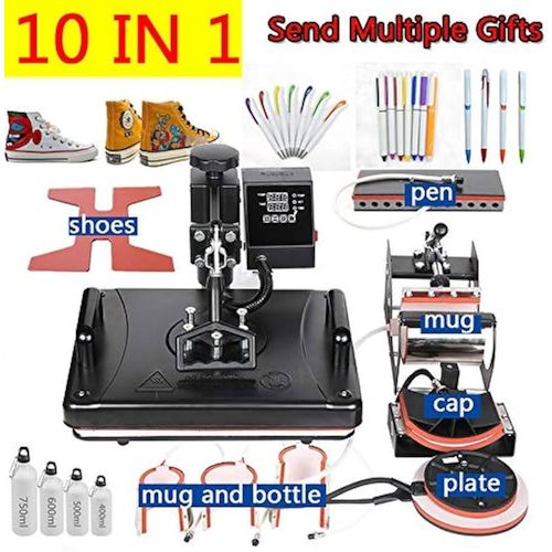 Combo 10 In 1 Heat Press Machine T-shirt Mug Hat Plate Case Heat Transfer Machine Multi-function Sublimation Printing Machine