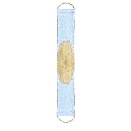 Tropical Luffa Skin Exfoliating Giant Back Scrubber, Single Piece, 100% Natural Materials with White Cotton Towelling and Natural Luffa Fibre Loofah Bath Product