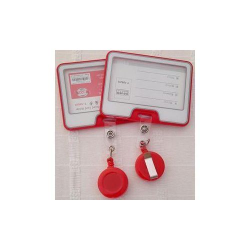 Retractable Badge Holder With Card Holder - 2 PCS (RED)