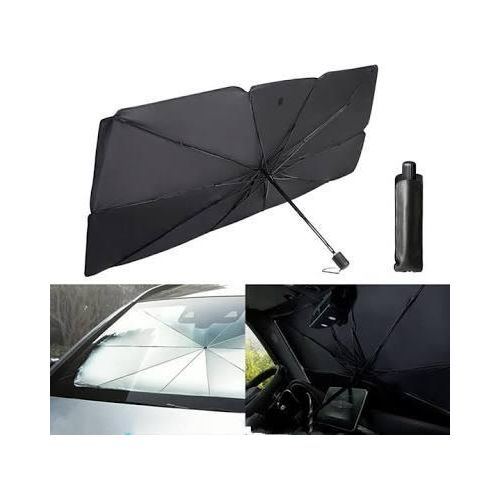 Black foldable car windshield sunshade umbrella