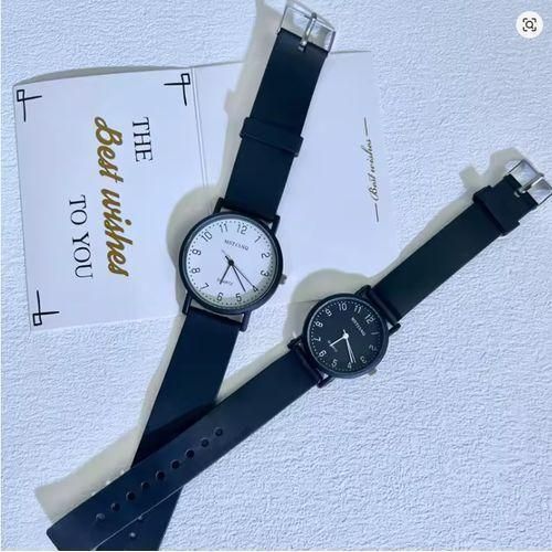 Watch Silicone Black StrapWatch For Ladies Quartz Wristwatch Round Shaped Wristwatch