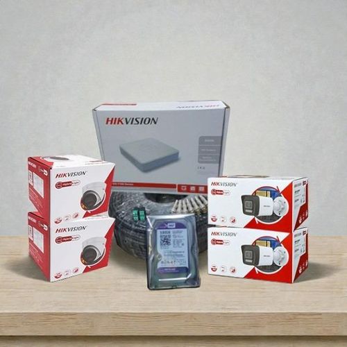 4 Durable Quality Heavy Duty Security Hybrid Colored Night Vision 4 1080P Full HD 2MP Smart Hybrid Colored Night Vision Audio Sound Recording CCTV Cameras Complete System kit-500GB Harddisk