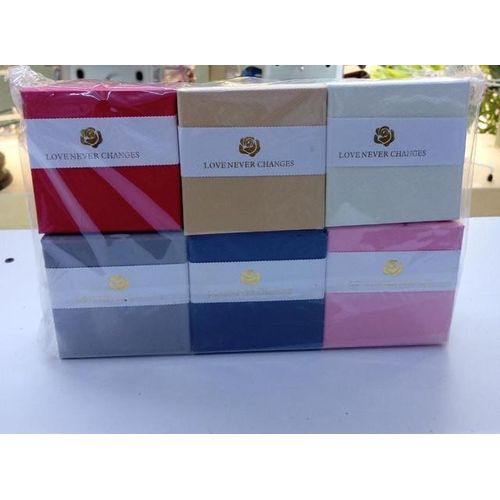 Love Never Changes" Square Jewelry Box - Gold Foil Rose Detail - Premium Romantic Gift Packaging