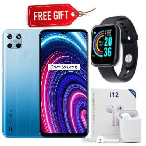 C25Y_ 6.5", (4GB RAM + 128GB) _ 5000mAh Battery _ Blue + Smart Watch + Airpod