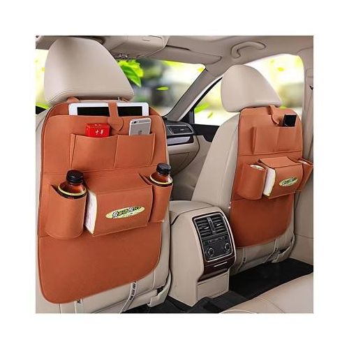 2 pc Car Back Seat Hanging Felt Storage Bag Multi-pocket Phone Ipad Water Cup Tissue Magazine Storage Bag Anti-kick Pad Car Organizer