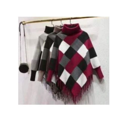 Maroon Turtle Neck Poncho