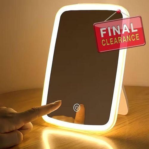 9.3x6.6 Inches Lighted Makeup Mirror, Rechargeable Make Up Mirror with Light, Portable LED Vanity Mirror with Dimmable Touch Screen for Travel, Desk, Table, Room Decor, White