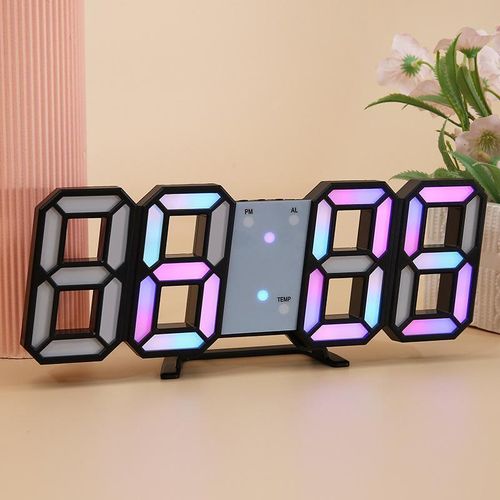 RGB Multicolor Electronic Wall Clock 3D Luminous Alarm Clock Living Room Digital Clock