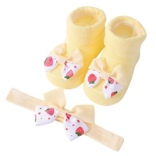 Cute Bow Baby Girls Headband Socks Strawberry Printed Bow Newborn Girls Hair Band Kids Headwear Hair AccessoriesM 6-12M