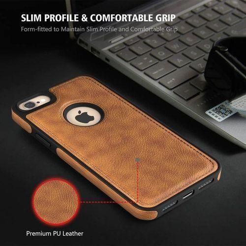 Apple Brown Full Flexible Classic PU Soft Leather Cover Case for iPhone 8