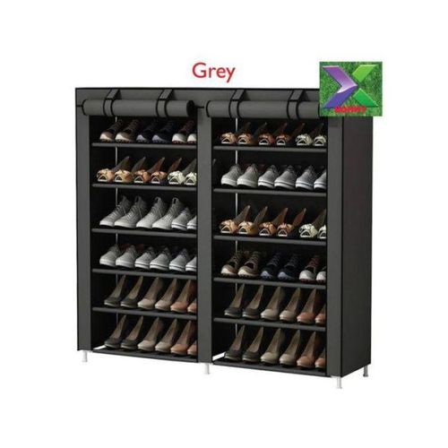 30 Pairs Shoe Rack 2 Column Shoe Organizer With Cover