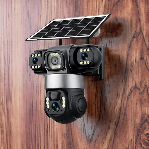 8W High-Efficiency Solar Panel, Quick Wake Up from 20MP 4K Ultra HD 4G PTZ Triple Lens Solar Camera