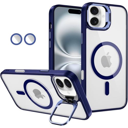 Premium Magnetic Case With Camera Lens Protection, Kickstand, And MagSafe Compatibility – Clear Acrylic & TPU Hybrid Cover For IPhone 15 Pro Max – Maximum Protection & Convenience