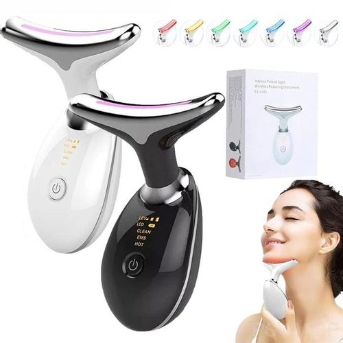 Microcurrent Face & Neck Lifting Massager - 7-Color LED Photon Therapy Wrinkle Remover & Skin Tightener