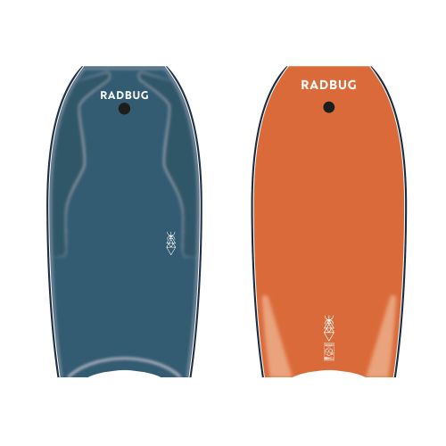 Bodyboard 500 blue orange with leash - Prussian Blue
