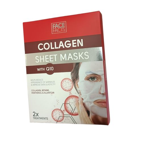 COLLAGEN Face Masks With Q10 WRINKLES SKIN ELASTICITY Betaine Panthenol & Allantoin 2X Treatments nk