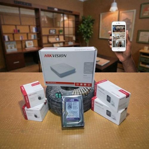 4 1080P Full HD 2MP with Smartphone Remote Monitoring, Stunning Image Quality, and Easy Installation CCTV Cameras Complete System Kit Package -50M Rg59 Coaxial Cable+500GB Harddisk + 4 Channel DVR Machine