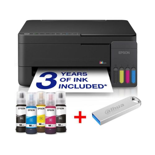 EcoTank L3350 A4 (Print, Scan, Copy) Multifunction Wi-Fi & AirPrint Ink Tank Printer + Free 128GB Flash Disk