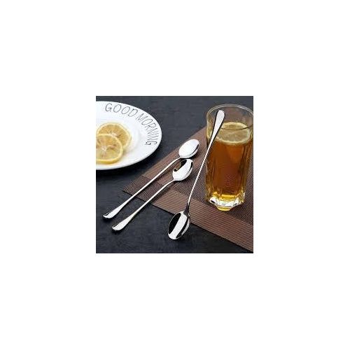 Set of 6 Stainless Steel Long Tea Spoons – Dessert, Latte & Iced Tea Spoons with Mirror Finish