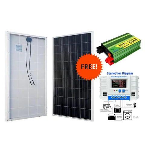 350 Watts Solar Panel All Weather Solar Panel Free 30A Solar Charge Controller Free 1000 Watts Solar Inverter DC to AC 1000W Inverter