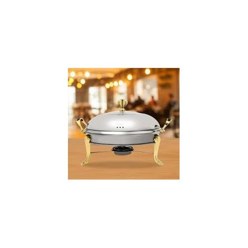 Stainless Steel Round Chafing Dish With Glass Lid & Fuel Holder, 28cm Professional Buffet Server & Food Warmer For Catering And Parties
