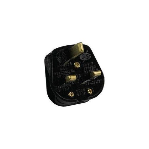 13A 3-Pin Plug Top – Black