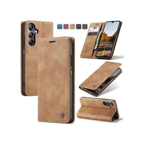 Brown Soft Leather Wallet Flip Cover Case For Samsung Galaxy A15