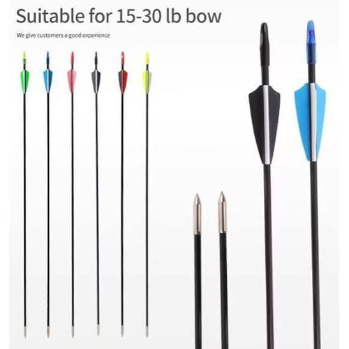 8mm Fiber Glass Adult Arrow, 80cm, For : Recurve Bow Straight Bow Archery Training 5 sets