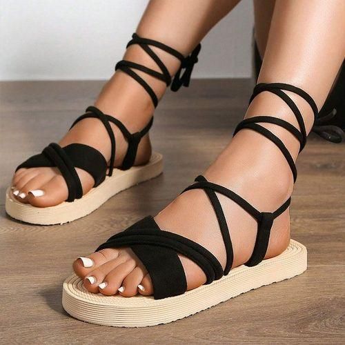 Sandals Women Casual Synthetic Platform Comfortable Non-slip Summer Beach Sports Shoes - Black