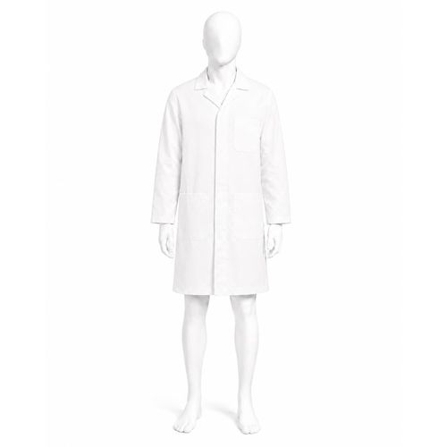White 265 GSM Polyester Tetrex Dust Coat With Concealed Buttons And 3 Pockets