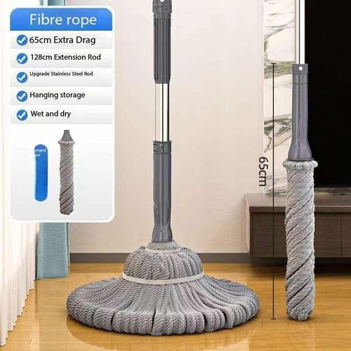 360° Microfiber Twist Mop with Stainless Steel Extendable Handle – Super Absorbent Wet & Dry Floor Cleaning Mop for Home, Office & Kitchen