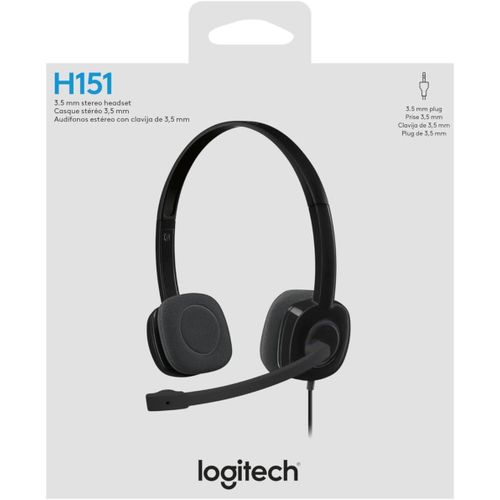 Stereo Headset H151– 3.5mm Analog Audio, Boom Microphone, In-Line Controls, Multi-Device Compatibility – Black