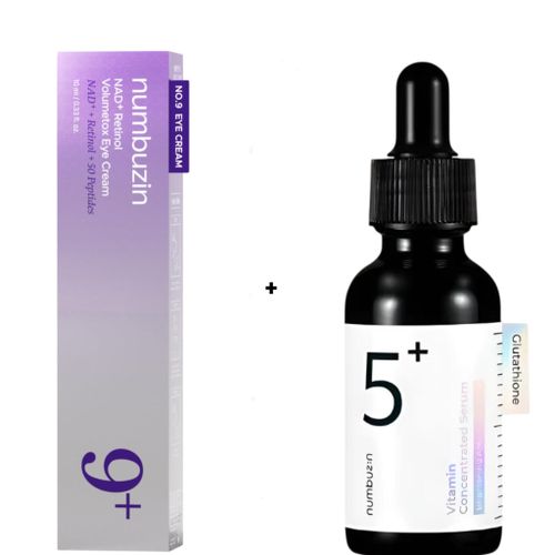 No9 NAD Retinol Volumetox Eye Cream No5 Vitamin Concentrated Serum with Vitamin C TXA Niacinamide Brightens Removes Blemishes Dark Spots Acne Marks Dark Circles Eye Bags Puffiness Eye Wrinkles under-eye hollowness Soothes Evens