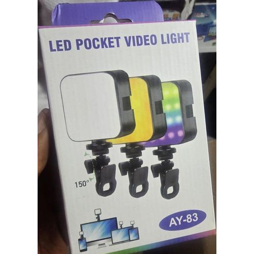 AY-83 RGB LED Pocket Light Compact Clip-On for Photography Video Calls Vlogging Content