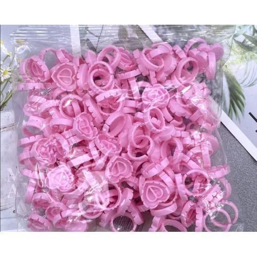 100PCS Glue Rings for Eyelash Lash Glue Rings Lovely Heart Glue Rings Eyelash Glue Holder Volume Fanning Cup for Lash Supplies Available in pink,blue,gold,white