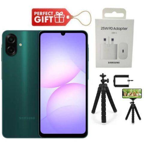 Galaxy A07, 6.7'' Display, 4GB RAM+ 64GB ROM (Dual) 50MP Camera, 5000mAh-2 yrs warranty , Dark Green + Travel Adapter & Tripod Stand,,