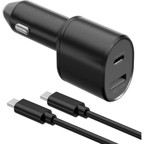 Original Super Fast Dual Car Charger 45W15W with Type C to C Super Fast Charging Cable for Galaxy S25 S24 S22 S21 S20 Ultra Plus Note 10PixelNote 20PPS Car Charger
