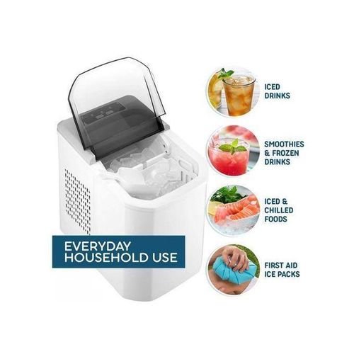 Premium Automatic Ice Maker Machine – Quick 8-Minute Bullet Ice, 12kg/Day Capacity, Portable Design for Kitchen, Bar, Café & Outdoor Activities