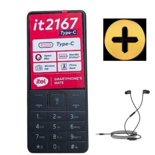 2167, FM Radio ,1.77"inch display, 1000 mAh, Dual SIM, Type C + Earphones