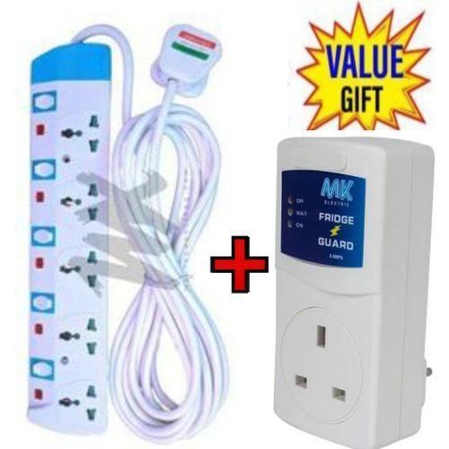 Power King HOME BEST 5 WAY POWER EXTENSION WITH LONG CABLE FOR 14-55 TV INCH FREE FRIDGE GUARD