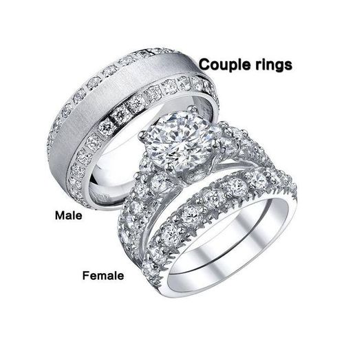 Wedding Ring Set Heart Diamond For Couple