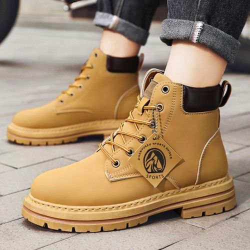 Men shoes boots High Top Motorcycle Leather Shoes Outdoor leisure comfortable Boots male Lace-Up Botas