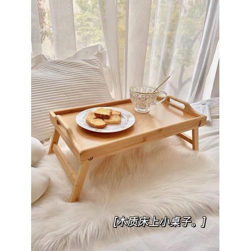 Bamboo Foldable Breakfast Table, Bed Tray Table with Legs, Serving Tray with Handles, Portable Food Table for Serving Breakfast in Bed, Laptop Desk Snack Tray for Eating, Reading, Working