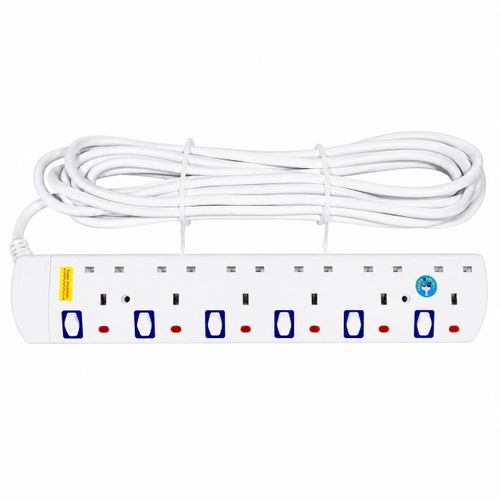 JSB Extra Power 6-Way Safety Extension Socket with Surge Protection 10M