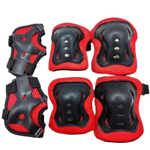 Red 6pcs Elbow Knee and Hand Caps Full Protection Skating Protective Guards
