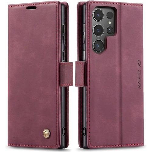 QLTYPRI Case for Samsung Galaxy S26 Ultra, Vintage PU Leather Wallet Case Card Slot Kickstand Magnetic Closure Shockproof Flip Folio Cover for Samsung Galaxy S26 Ultra - marron
