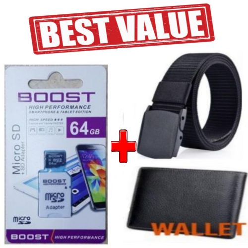 64gb micro sd // High Performance Memory Card 64 GB - Black + Belt + Wallet