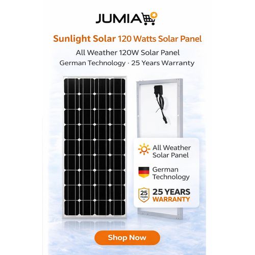 120 Watts Solar Panel All Weather 120W Solar Panel German Technology 25 Years Warranty