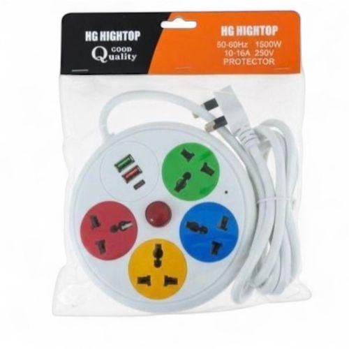 SWEET HOME 4 WAY POWER EXTENSION WITH LONG CABLE 3 USB-black CHARGING PORTS